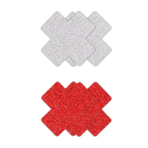Pretty Pasties Glitter Cross – Red/Silver