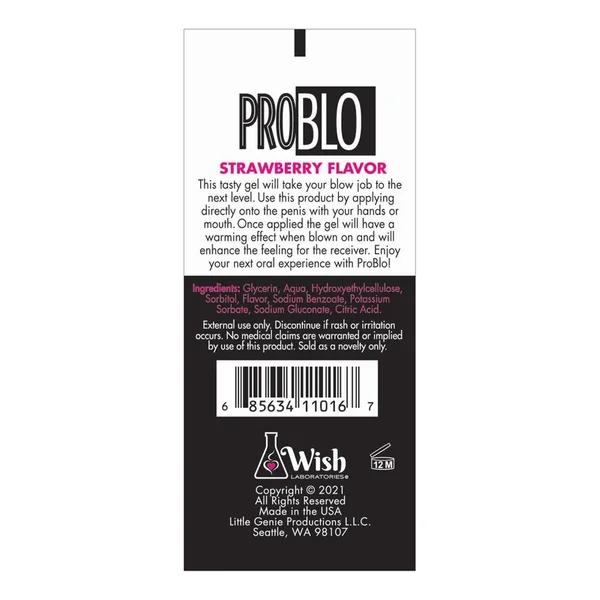 Pro Blo Oral Pleasure Gel – 1.5 oz Strawberry