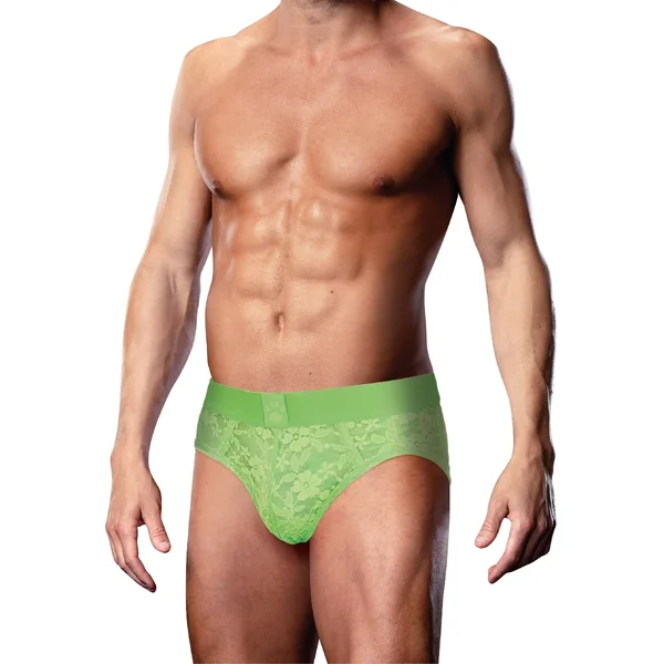 Prowler Neon Green Lace Open Back Brief Small