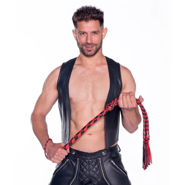 Prowler RED Long Handle Red and Black Flogger