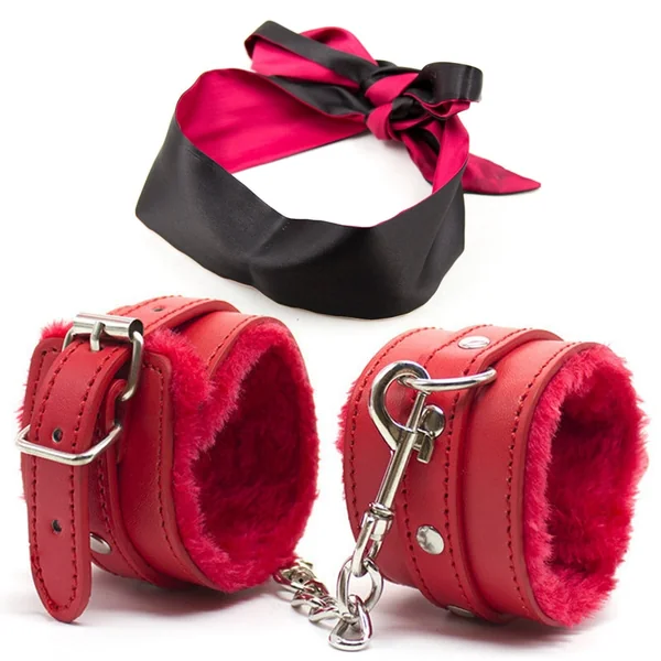 PU Leather Sex Handcuffs with Eye Mask Sex Toys for Couples Adult Games Slave Bondage Restraints Erotic Accessories 2pcs/set