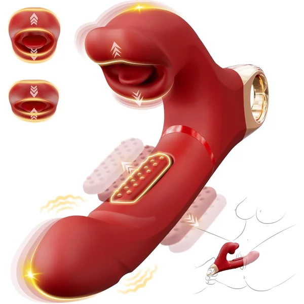 Pull Ring Rose Muncher Biting Tongue Flapping G Spot Vibrator