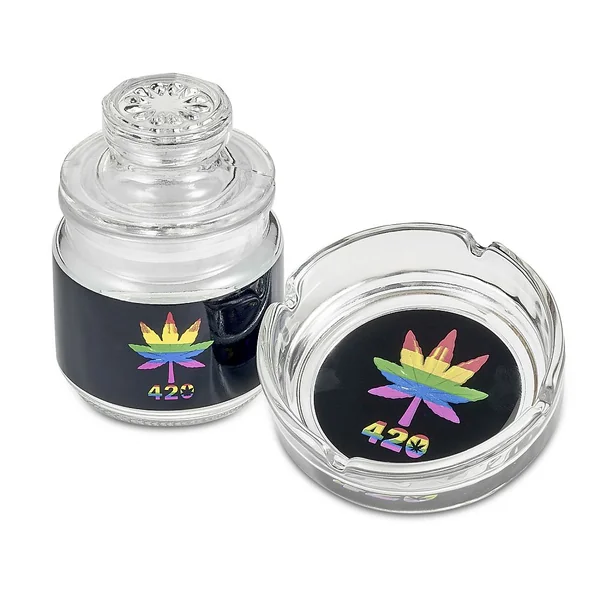 RAINBOW LEAF ASHTRAY & STASH JAR SET