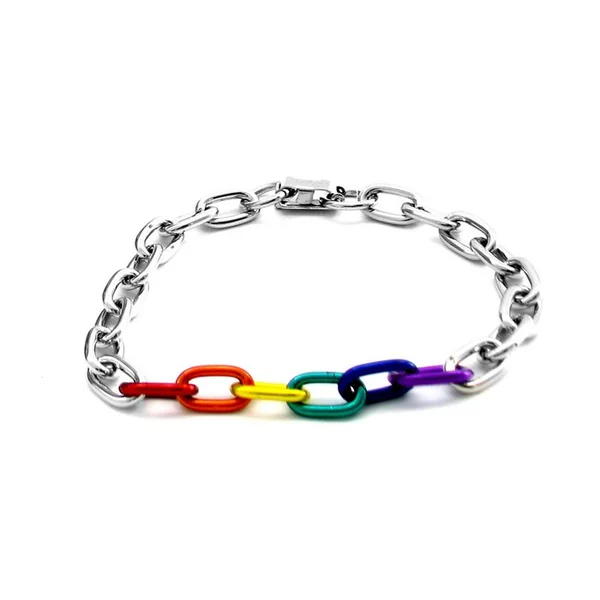 RAINBOW & SILVER LINKS BRACELET