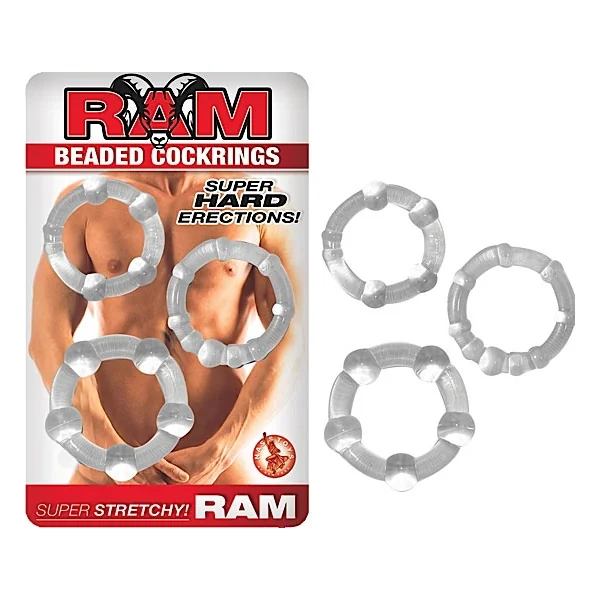 RAM BEADED COCKRINGS CLEAR