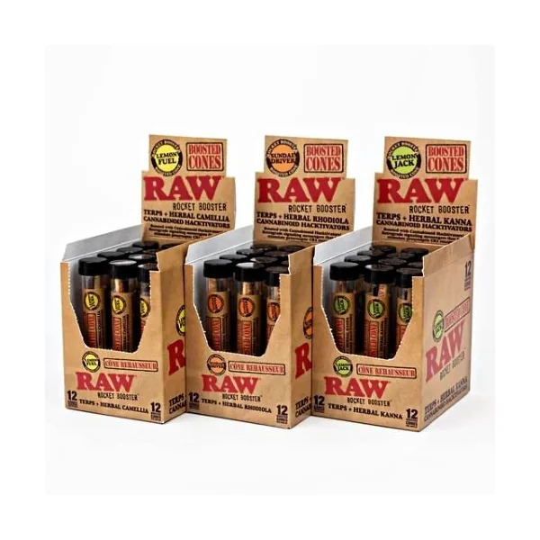 Raw Rawket Booster Terpene Cones 12pk Lemon Fuel