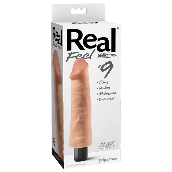 Real Feel No. 9 Vibrating Dildo - Light 8"