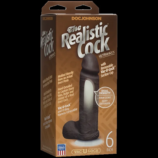 REALISTIC COCK ULTRASKYN BLACK 6IN