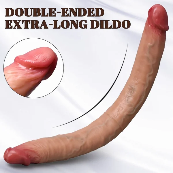Realistic Fleshy Silicone Double Dildo – Flexible for Lesbian & Couples Play