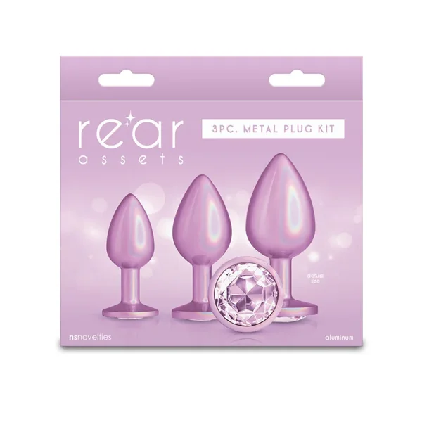 Rear Assets Trainer Kit – Iridescent Pink – Iridescent Pink Metallic Butt Plugs – Set of 3 Size