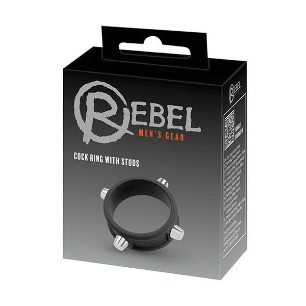 Rebel Cock Ring w/Studs – Black