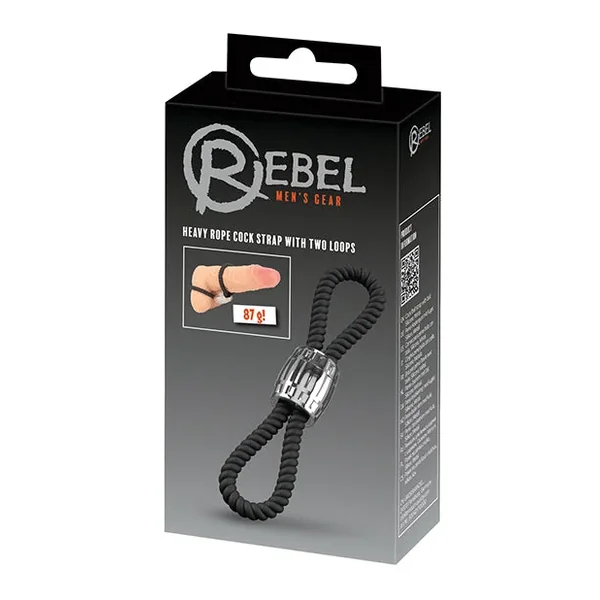 Rebel Two Loop Heavy Rope Cock Lasso – Black