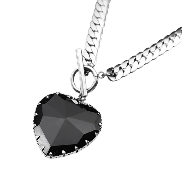 Red Heart Pendant Necklace Choker