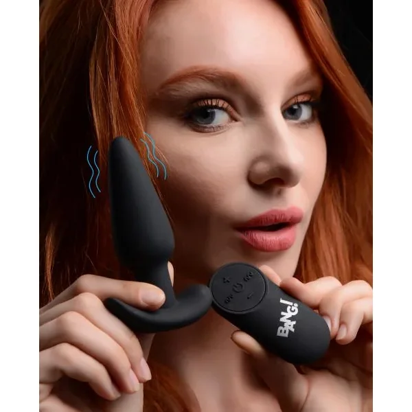 Remote Control 21x Vibrating Silicone Butt Plug – Black