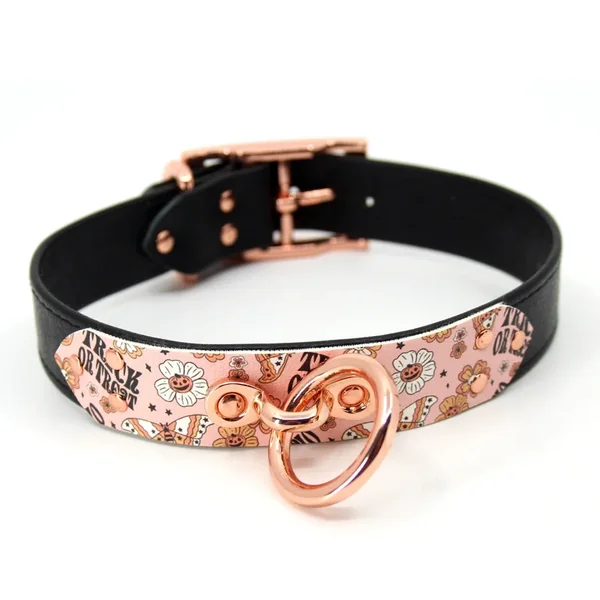 Retro Trick or Treat Classic Collar in Black and Rose Gold