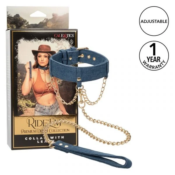 Ride Em™ Denim Collar & Leash by Cal Exotics