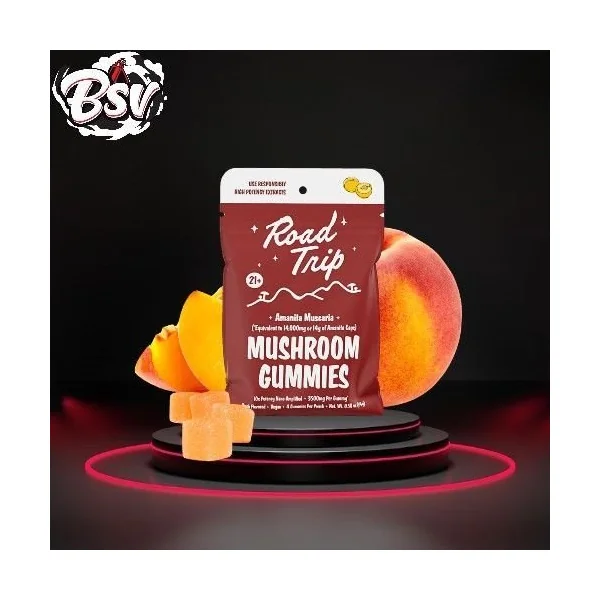 Road Trip Amanita Blend Mushroom Gummies Peach