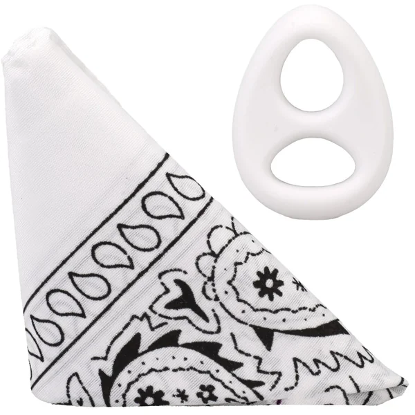 Rock Solid The Code Silicone Cock Ring with Bandana White Black