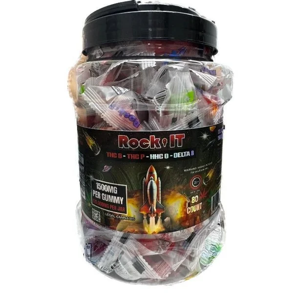 Rock-it 120000mg THC-P+D8 Gummies 80ct Jar Mango