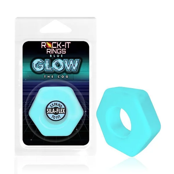Rock-it Rings GLOW The Cog C-Ring - Glows in the Dark! - Blue