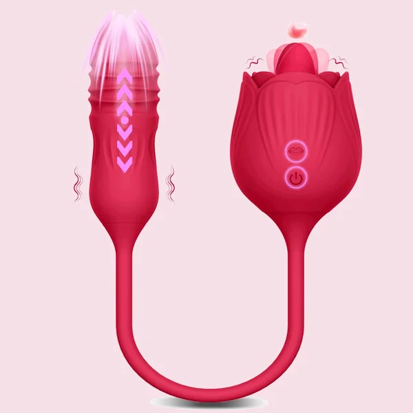 Rose Toy Dildo Thrusting & Tongue Vibrator For Women