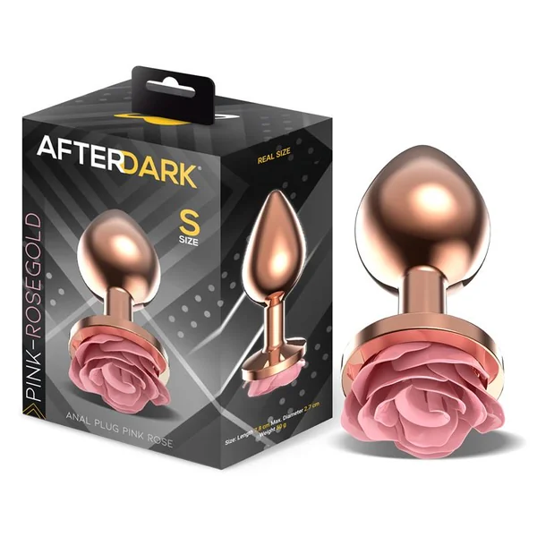 Rosegold Metal Anal Plug with Pink Rose Base – Size S