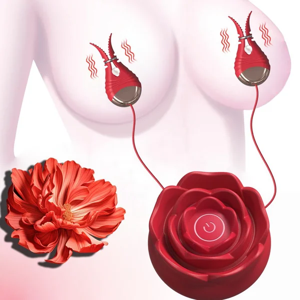 Rose-shaped 10 Vibration Nipple Clamps Set