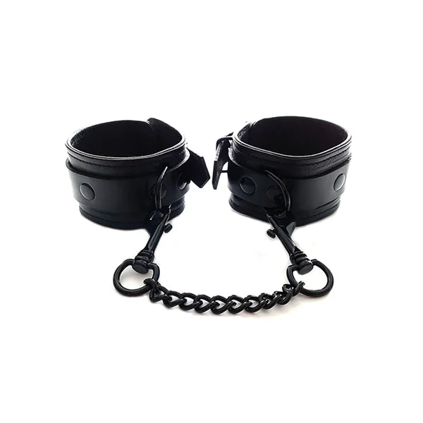 Rouge Leather Ankle Cuffs - Black W/black