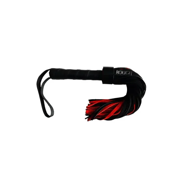 Rouge Short Suede Flogger Leather Handle, Black & Red