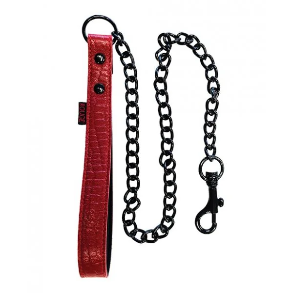 Rouge Snake Print Leather Lead and Dog Chain