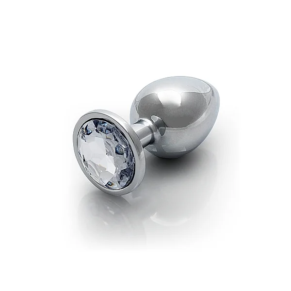 ROUND GEM BUTT PLUG MEDIUM SILVER DIAMOND