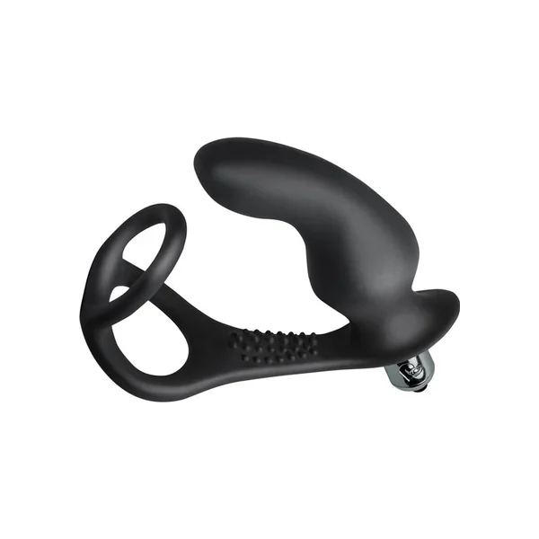 Ro-Zen Pro Rechargeable Silicone Cock Ring with Vibrating Butt Plug – Black