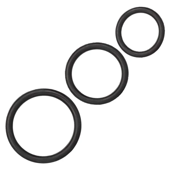 Rubber Cock Ring 3 Piece Set – Black | CalExotics