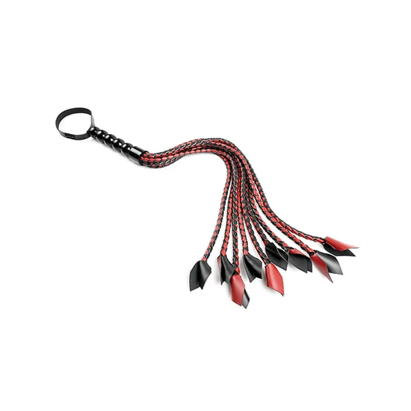Saffron Braided Flogger - Red-black