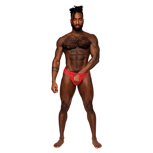 Sassy Lace Open Ring Thong Red L/xl