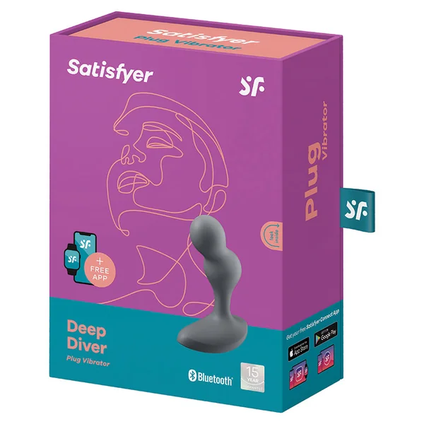 Satisfyer Deep Diver Connect App Plug Vibrator - Grey