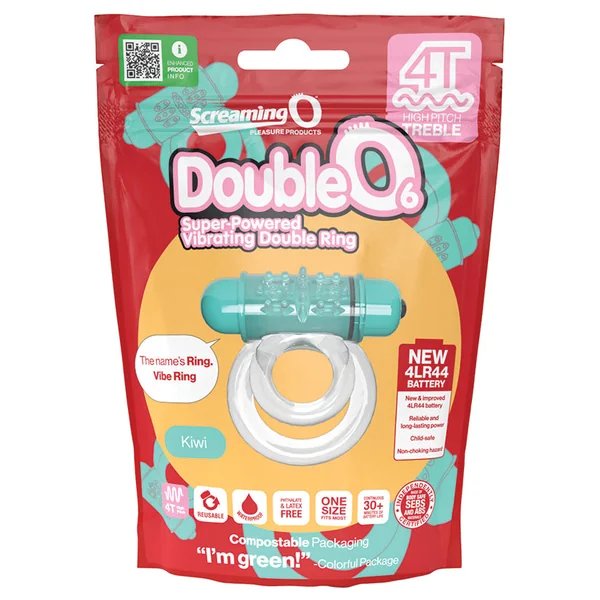 Screaming O 4T Tickle & Tease DoubleO 6 Vibrating Ring - Kiwi