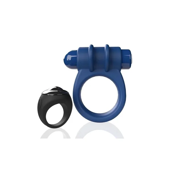 Screaming O Switch Silicone Rechargeable Vibrating Ring with Remote Control – Blue
