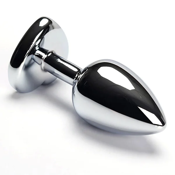 Seamless Metal Butt Plug With Heart Gem - Large
