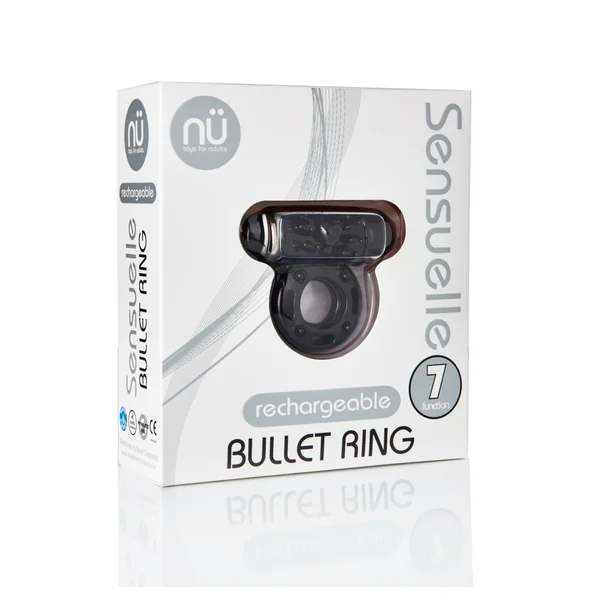 Sensuelle 7 Function Rechargeable Bullet Ring - Black