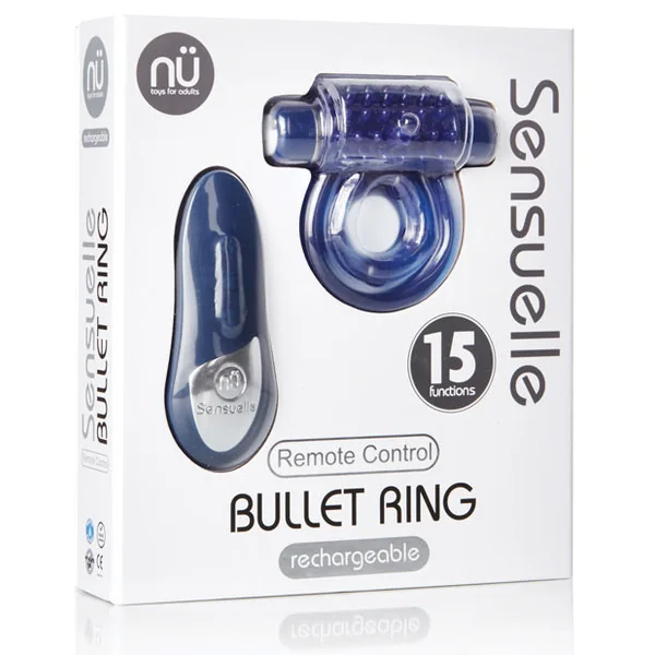 Sensuelle Remote Control Rechageable Bullet Ring - Blue