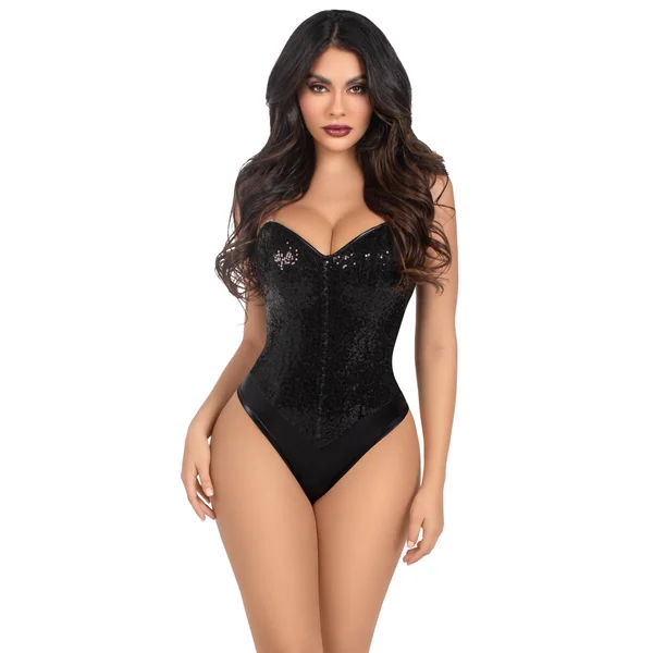 Sequin Bodysuit - Large - Black