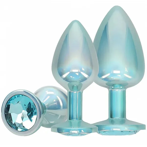 Set of 3 Blue Metal Anal Plugs - Ouch! Paris Collection | Luxury, Pleasure & Safety