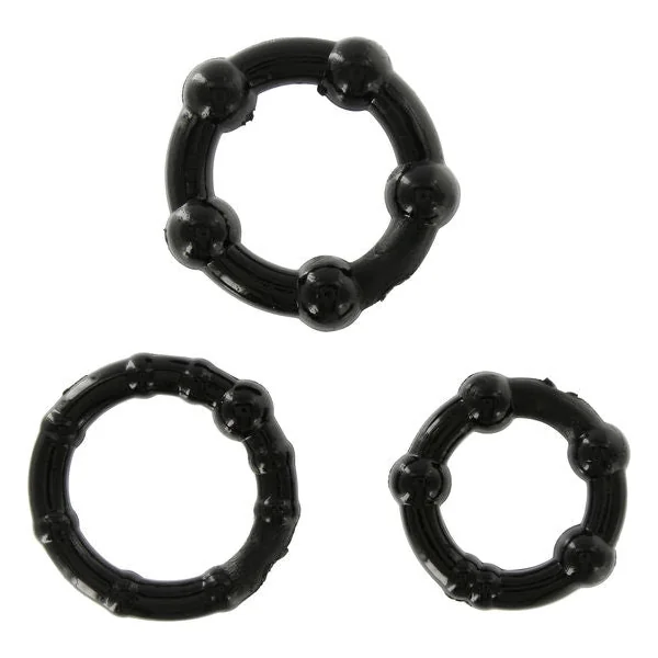 SEVEN CREATIONS - SET OF THREE BLACK PENIS RINGS