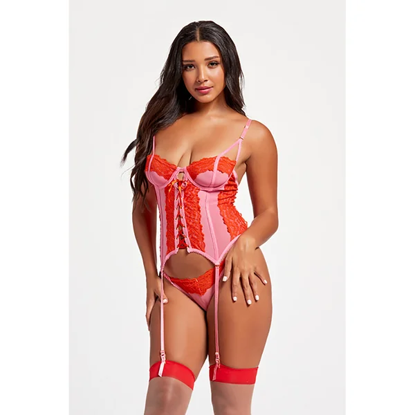 Seven til Midnight – Bustier Sheer with Lace Panels – Pink