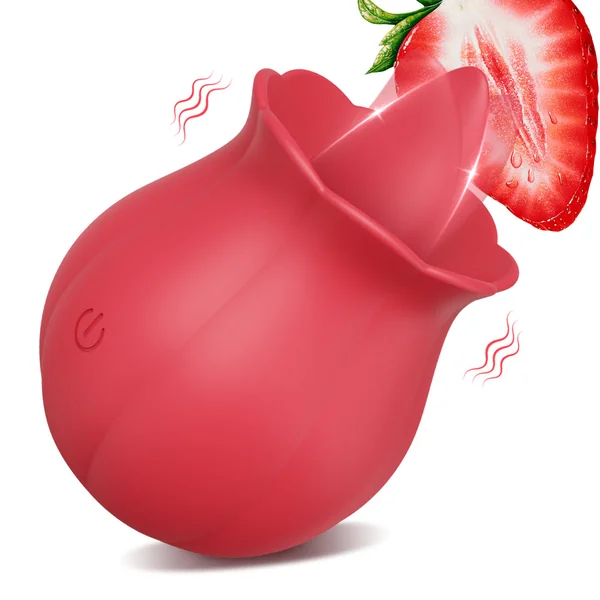 Sex Toy Rose Vibrator - Realistic Tongue Flower Vibrator with 10 Tongue Licking Modes