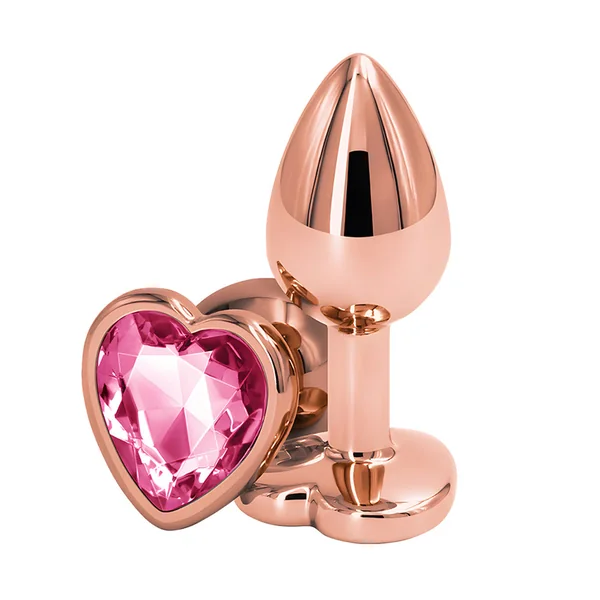 Sexyland Charm Rose Gold Metal Butt Plug With Heart Gem - Small
