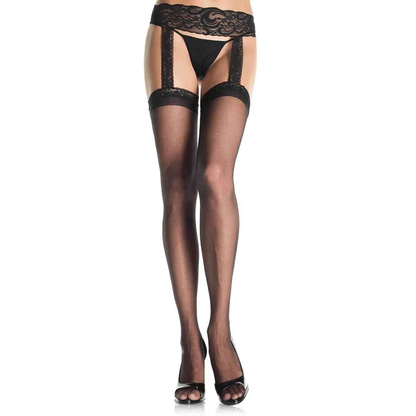 Sheer Thigh Highs - Queen Size - Black
