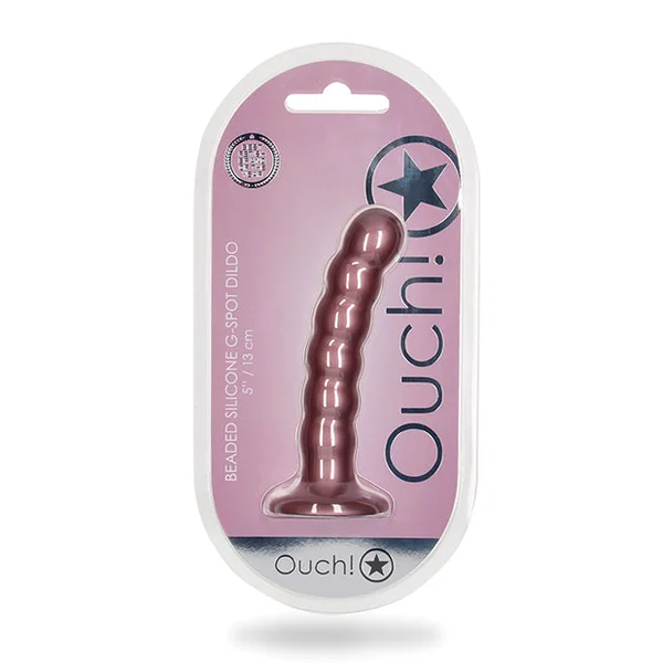 Shots Ouch 5" Beaded G-spot Dildo - Rose Gold