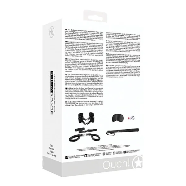 Shots Ouch Black & White Bed Post Bindings Restraint Kit – Black